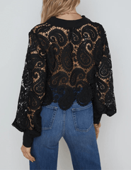 L'Agence Odelia Cropped Lace Blouse