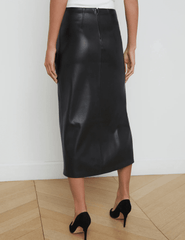 L'Agence Lilou Vegan Leather Twist Front Skirt