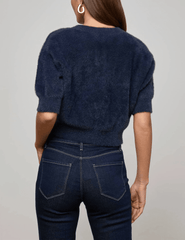 L'AGENCE Guinevere Short Sleeve Crop Sweater in Midnight