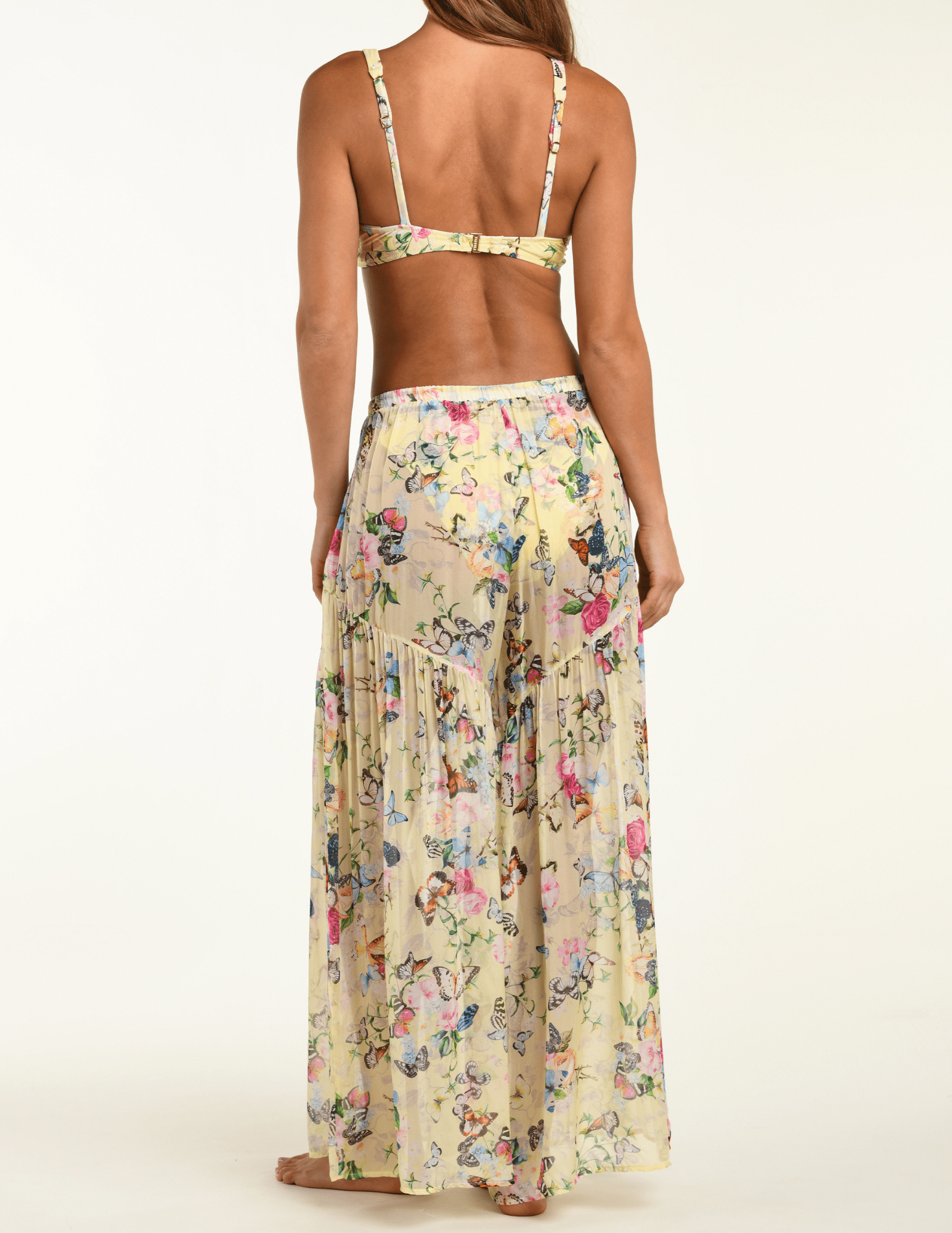 L'Agence - PRE-ORDER-L'Agence Sharon Cover-Up Pant In Pale Yellow Garden Butterflies - Buy Online
