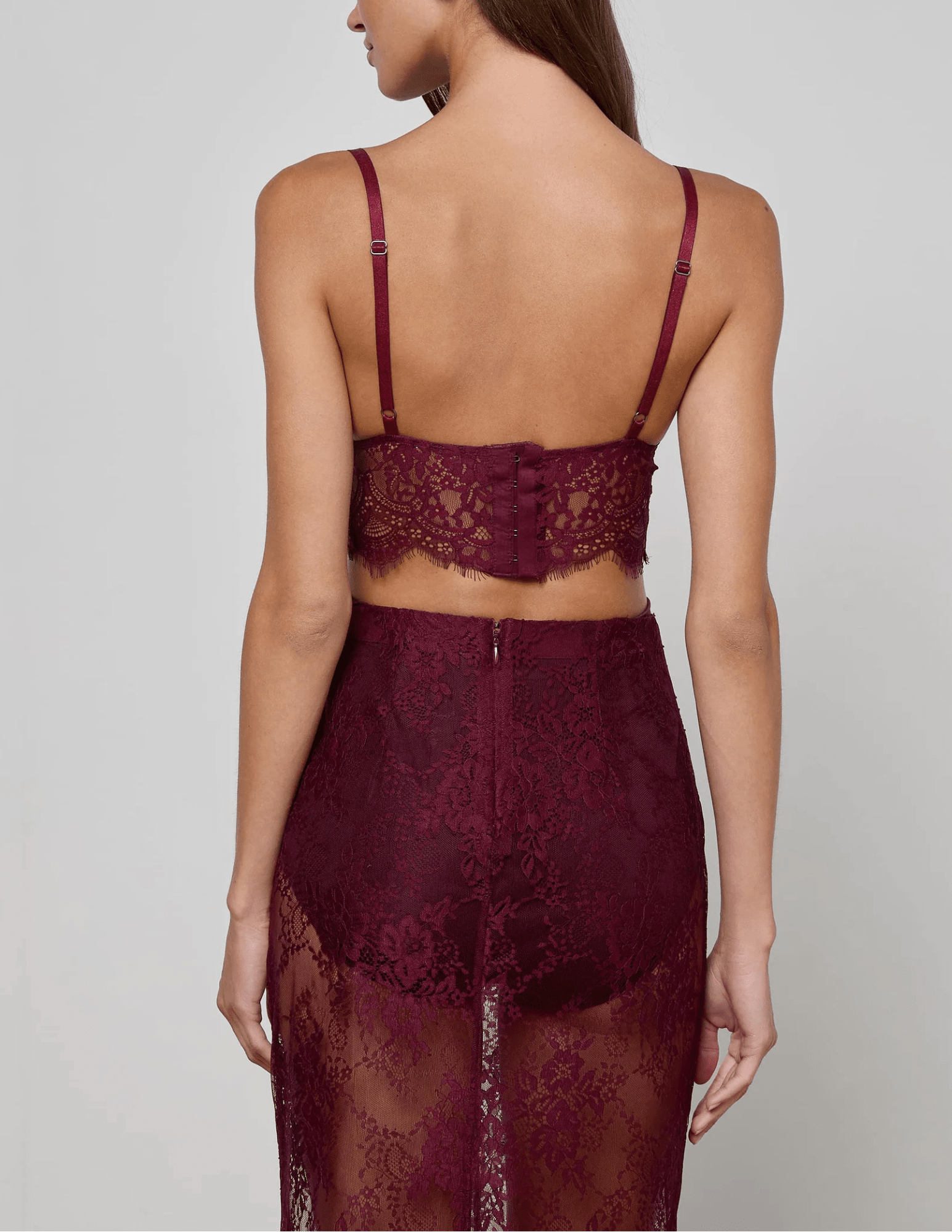 L'Agence - PRE-ORDER-L'AGENCE Aislin Lace Bralette Top in Dark Port - Buy Online