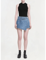 Simkhai Molly Asymmetrical Denim Skort