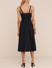 PRE-ORDER-L'AGENCE Ayela Midi Dress in Black