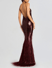 Retrofête Odessa Feather Sequin Maxi Dress