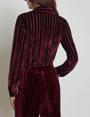 L'Agence Laurent Velvet Stripe Long Sleeve Blouse