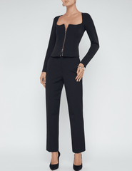 L'Agence Ainslee Zip Front Long Sleeve Top