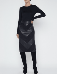 L'Agence Erma Patchwork Chevron Midi Skirt