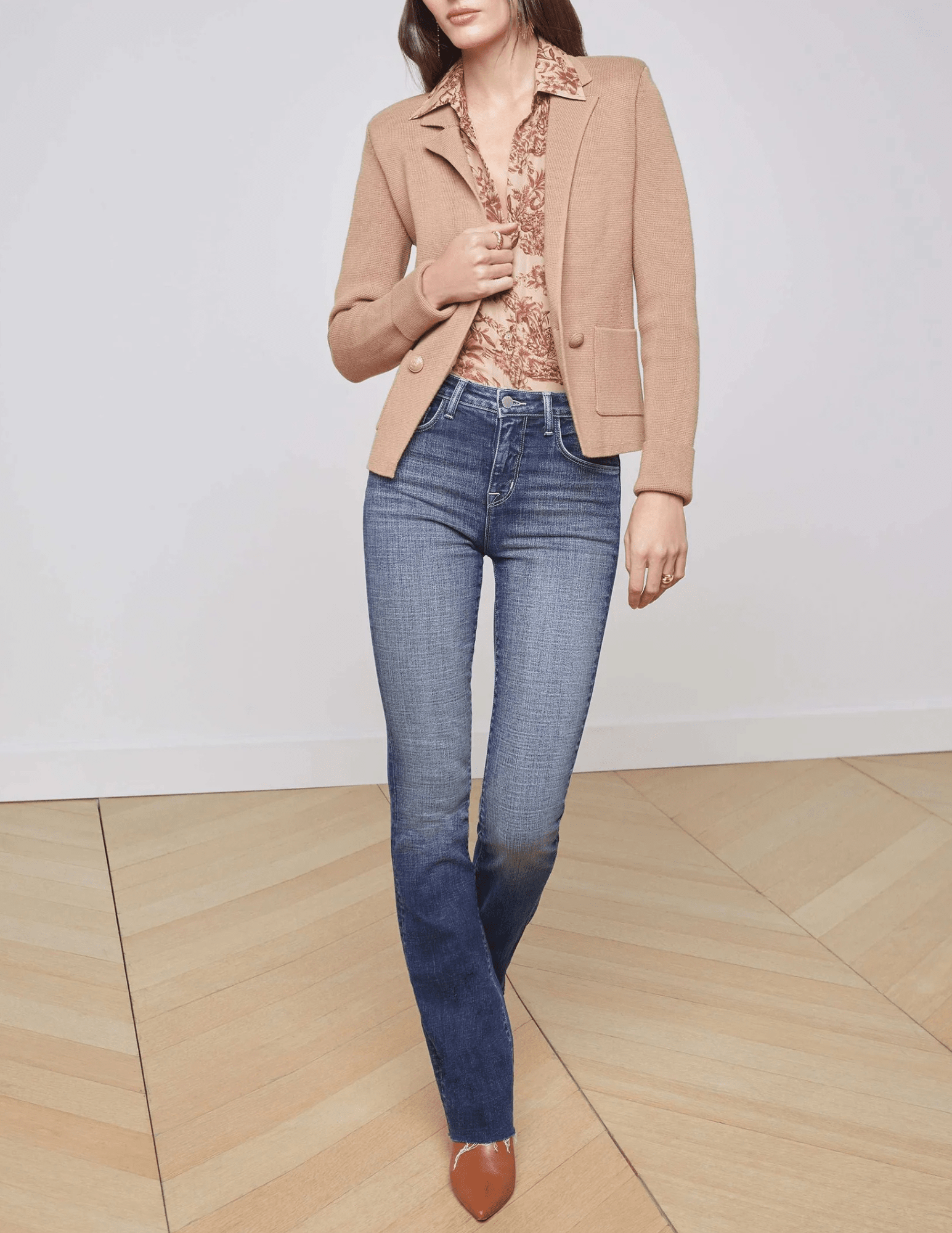 L'Agence - L'AGENCE Sofia Knit Blazer in Ginger Snap - Buy Online