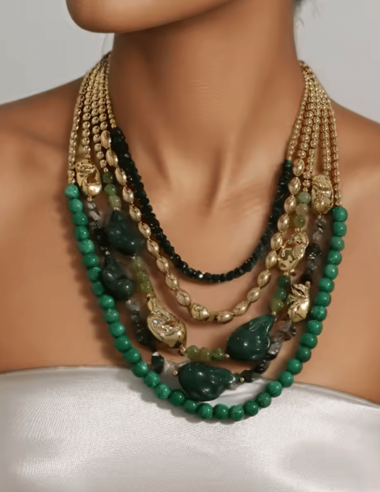 St. Barths La Robe - St. Barths La Robe Lulu Layered Beaded Necklace in Green - Buy Online