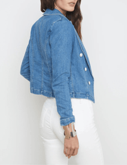 CORE-L'Agence Wayne Cropped Double Breasted Denim Blazer