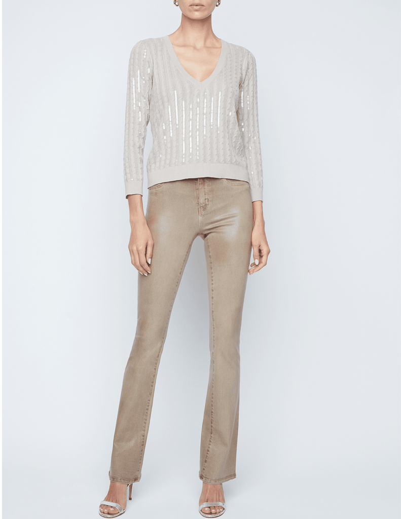 L'Agence Trinity Sequin Cable Knit Pullover