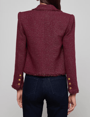 L'AGENCE Sylvia Collared Fringe Hem Jacket