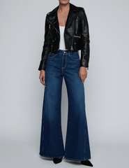PRE-ORDER-L'AGENCE Blakely Biker Leather Jacket in Black