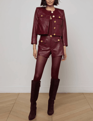 L'Agence - L'AGENCE Deidra Collarless Leather Jacket - Buy Online