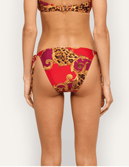 L’AGENCE Britt Tie-Side Bikini Bottom in Rouge Gold Baroque Leopard