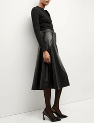 Veronica Beard Louise Vegan Leather Midi Skirt