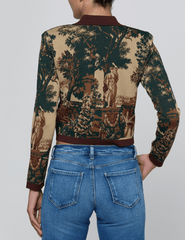 Back view of L'AGENCE Osiris Jacquard Cardigan in Multi Scenic Tapestry,