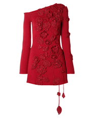 PRE-ORDER-Cult Gaia Kaela Knit Appliqué Mini Dress in Merlot