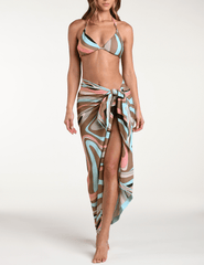 L'Agence - PRE-ORDER-L'AGENCE Maribel Cover-Up Pareo in Multi Abstract Swirl - Buy Online