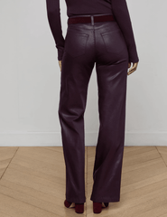 L'AGENCE Scottie Coated High Rise Wide Leg Jeans in Dark Malbec Coated