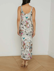 L'Agence - L'AGENCE Akiya Scoop Neck Midi Dress in Vintage White Multi Charonda Butterly-SALE - Buy Online
