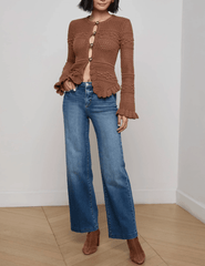 L'Agence - PRE-ORDER-L'AGENCE Kiva Open Stitch Ruffle Cardigan - Buy Online