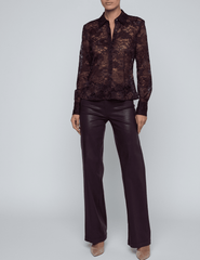 PRE-ORDER-L'AGENCE Maia Lace Blouse in Dark Malbec