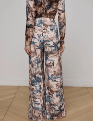 L'Agence - PRE-ORDER-L'AGENCE Nova Pleated Wide Leg Pant in Tan Multi Western Toile - Buy Online