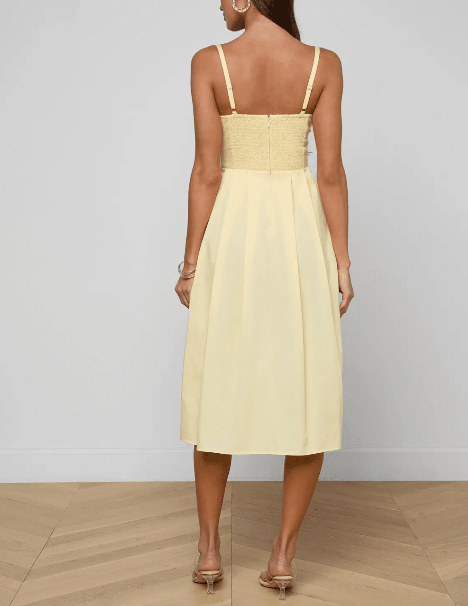 L'Agence - PRE-ORDER-L'AGENCE Reanne Scoop Neck Midi Dress in Lemon Sorbet - Buy Online
