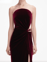 Self-Portrait - PRE-ORDER-Self-Portrait Velvet Bandeau Maxi Dress - Buy Online