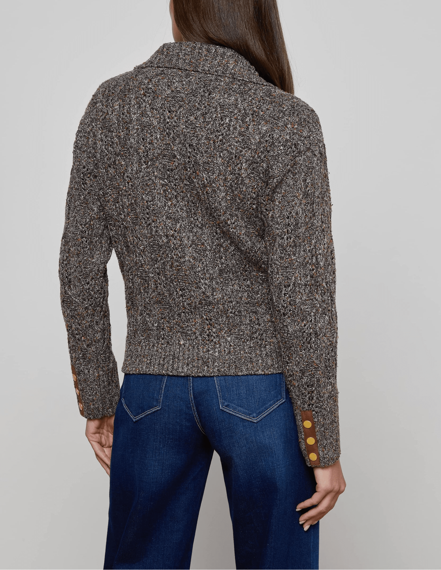 L'Agence - L'AGENCE Shilo Cable Knit Cardigan in Carafe Brown Multi - Buy Online