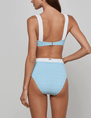 PRE-ORDER-L'AGENCE Alexandria Color-Block Balconette Bikini Top in Powder Blue