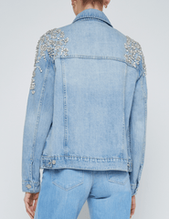 PRE-ORDER-L'Agence Mack Embellished Oversized Denim Jacket