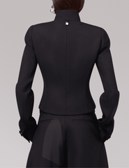 PRE-ORDER-Giuseppe Di Morabito Cropped Curved Hem Blazer in Black