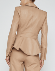 PRE-ORDER-L'Agence Lyric Leather Peplum Jacket