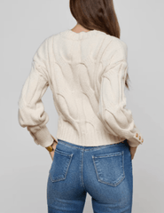 L'AGENCE Storm Cable Knit Sweater in Ivory Gold