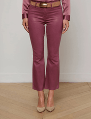 L'Agence - L'AGENCE Kendra High Rise Cropped Coated Jeans in Deep Mauve - Buy Online
