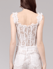 PRE-ORDER-Giuseppe Di Morabito Square Neck Lace Bustier in Off White