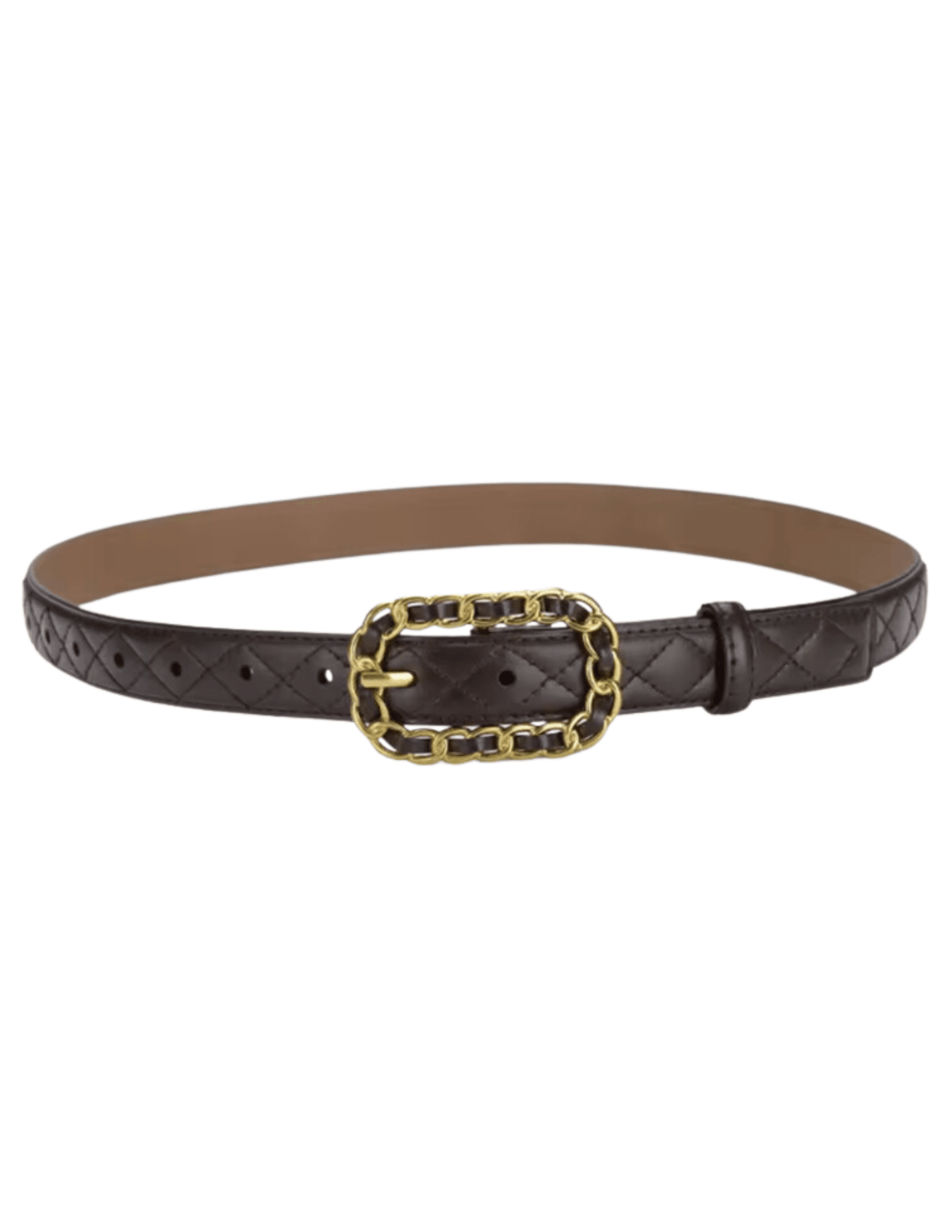 Fleur de Camélia Quilted Leather Chain Buckle Belt