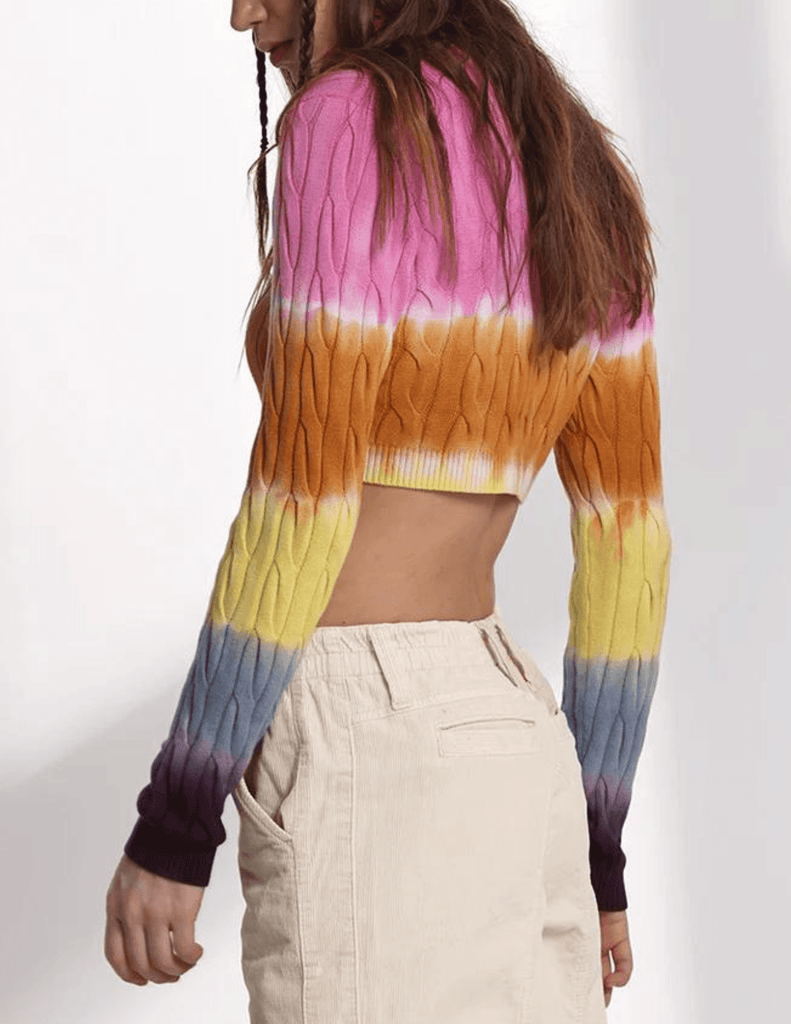 Minnie Rose Cotton Ombre Dip Dye Cable Cropped Top