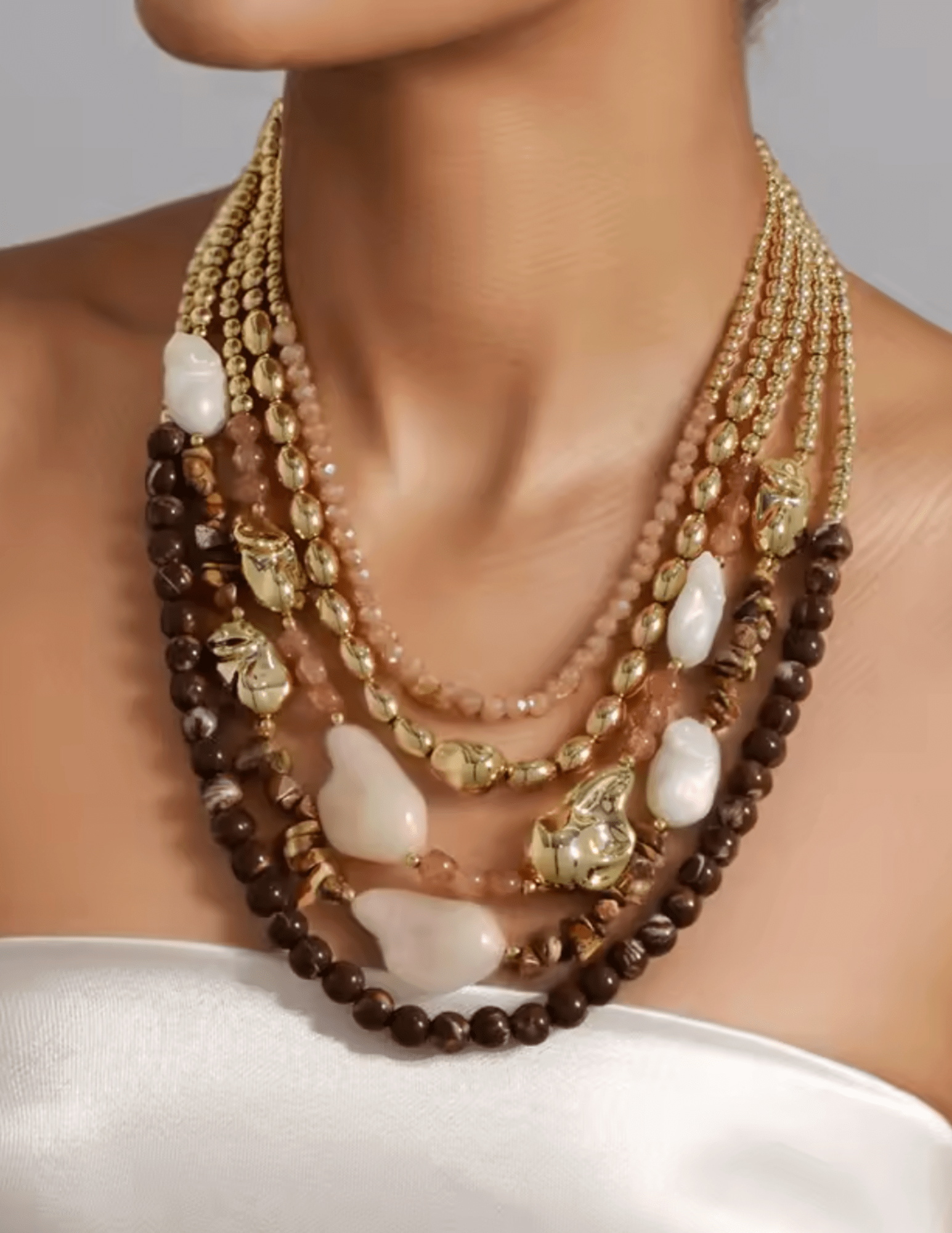 St. Barths La Robe - St. Barths La Robe Lulu Layered Beaded Necklace in Brown - Buy Online