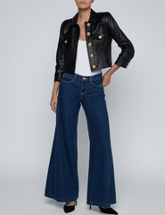PRE-ORDER-L'AGENCE Kumi Cropped Leather Jacket in Black