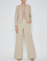 L'Agence Wayne Cropped Linen Blazer