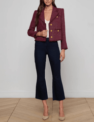 L'AGENCE Sylvia Collared Fringe Hem Jacket