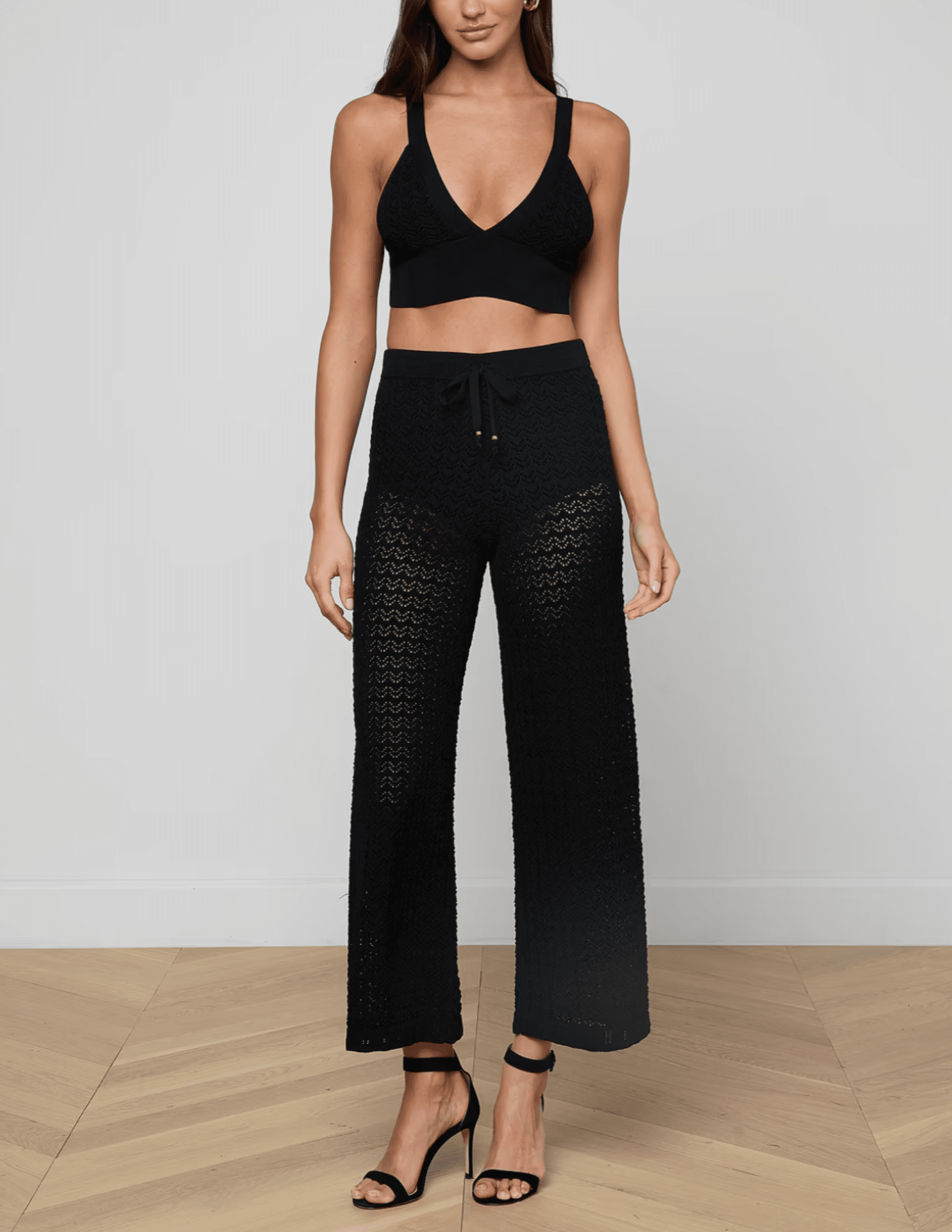 L'Agence - PRE-ORDER-L'AGENCE Reverie Pointelle Knit Bralette in Black - Buy Online