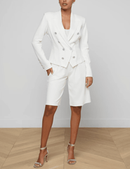 L'Agence - PRE-ORDER-L'AGENCE Emerson Structured Ponte Blazer in Ivory - Buy Online