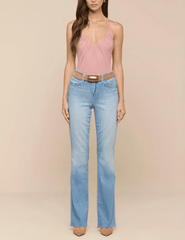 L'Agence - L'AGENCE Gelina Ruched Scoop-Neck Bodysuit in Lilas - Buy Online