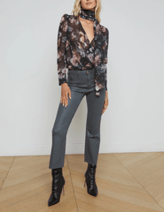 L'Agence Kendra High Rise Cropped Coated Jean