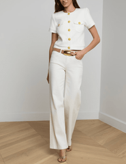 L'Agence - PRE-ORDER-L'AGENCE Nawa Short Sleeve Shirt Jacket in White - Buy Online