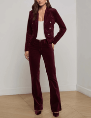L'AGENCE Wayne Cropped Double Breasted Velvet Blazer